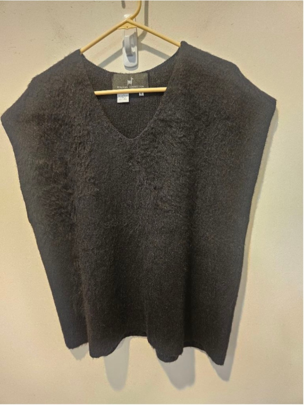 Women's Peruvian Connection Black Baby Alpaca Wool V-Neck Sweater Vest XL - Picture 5 of 12